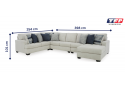 6 Seater Modular Sofa in Fabric with Chaise and Reversible Cushions - Euroa
